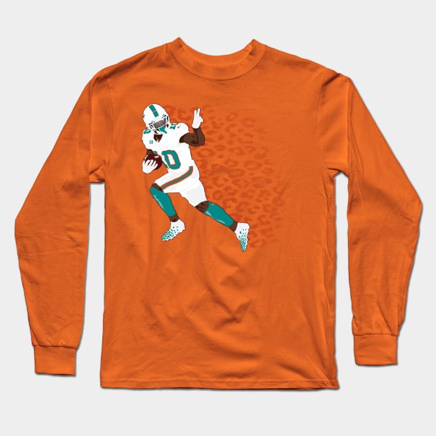 Tyreek Hill CHEETAH "Fins Up Peace Out" Miami Dolphins Long Sleeve T-Shirt by RipleyArtShop